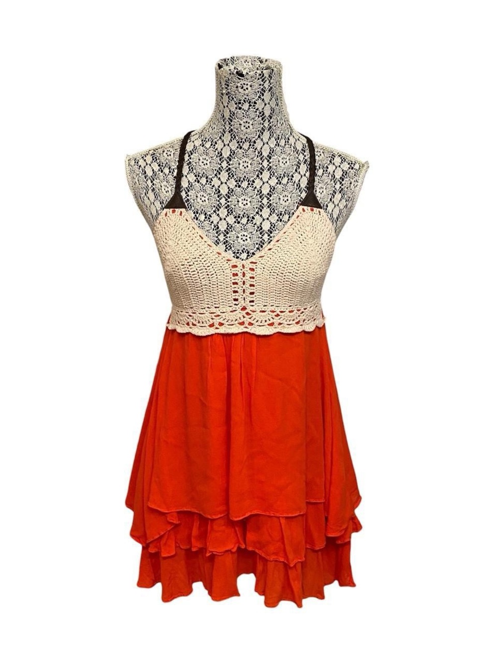 Double Zero Boho Crochet Fairy Mini Dress